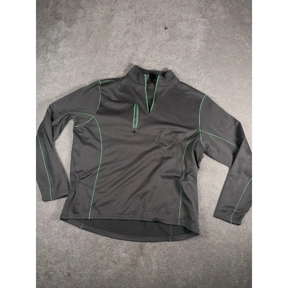 Peter Millar Warm Series 4 Mens XL Gray Green Trim 1/4 Zip Golf Pullover Jacket